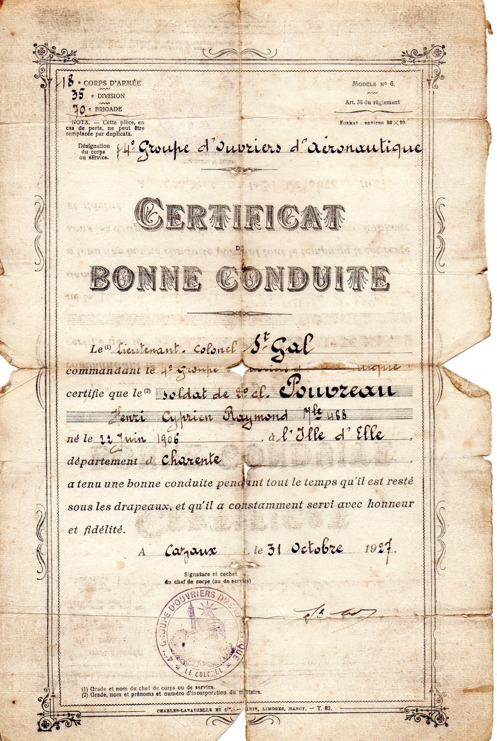 A Obtenu Un Certificat De Bonne Conduite